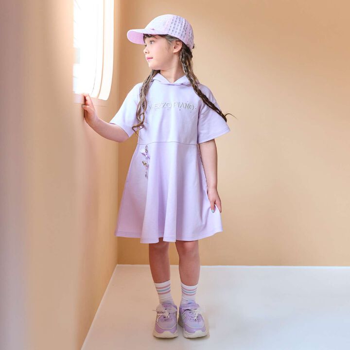 Short-Sleeve Parka One-Piece Dress with Animal Ears Charm,, medium