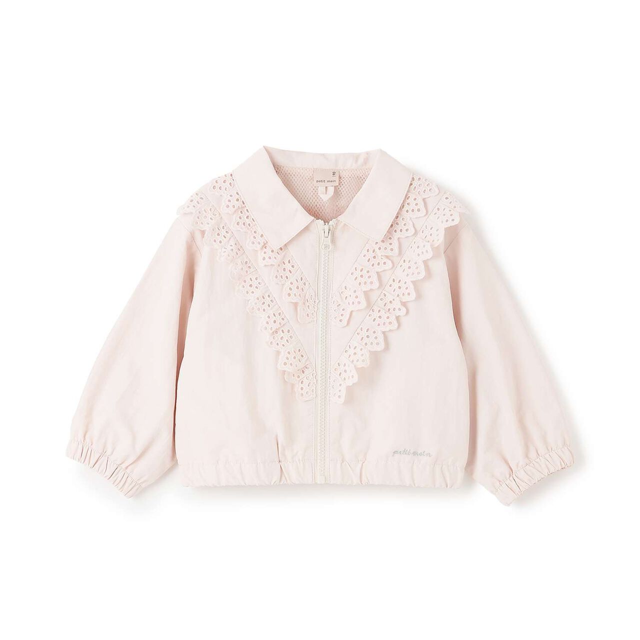 Lace Frill Bomber Jacket,Light pink, large image number 4