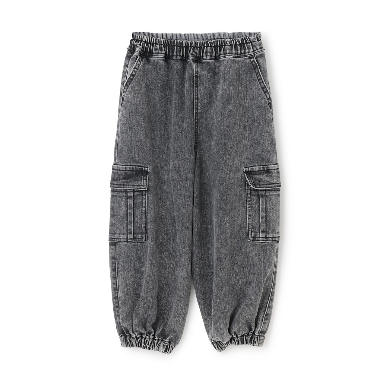 Stretch Denim Cargo Pants,Black, large image number 21