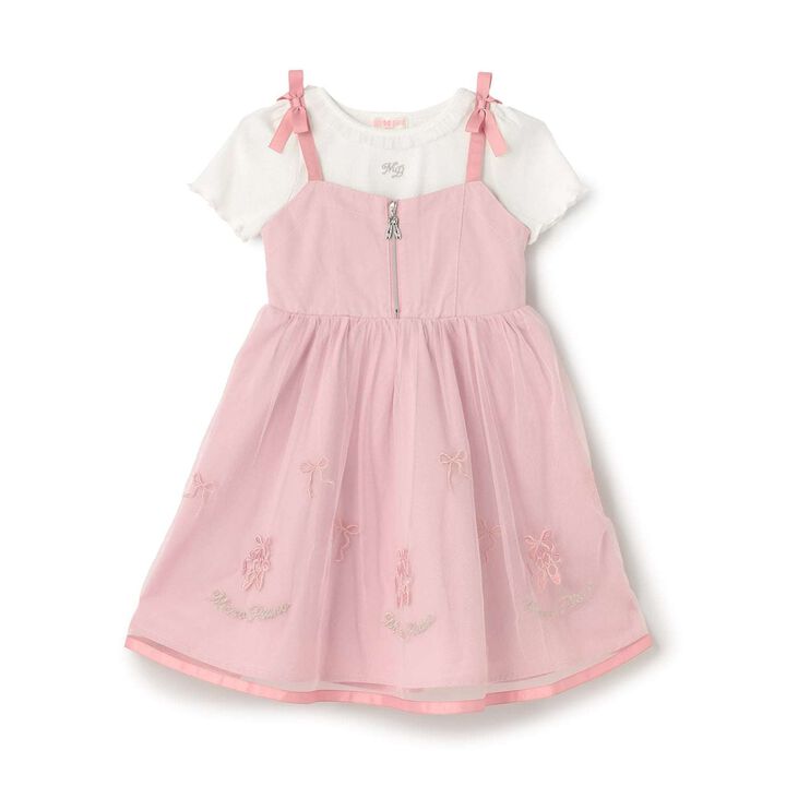Ballet Embroidered Camisole Dress & Short-Sleeve T-Shirt Set,Pink, medium image number 3