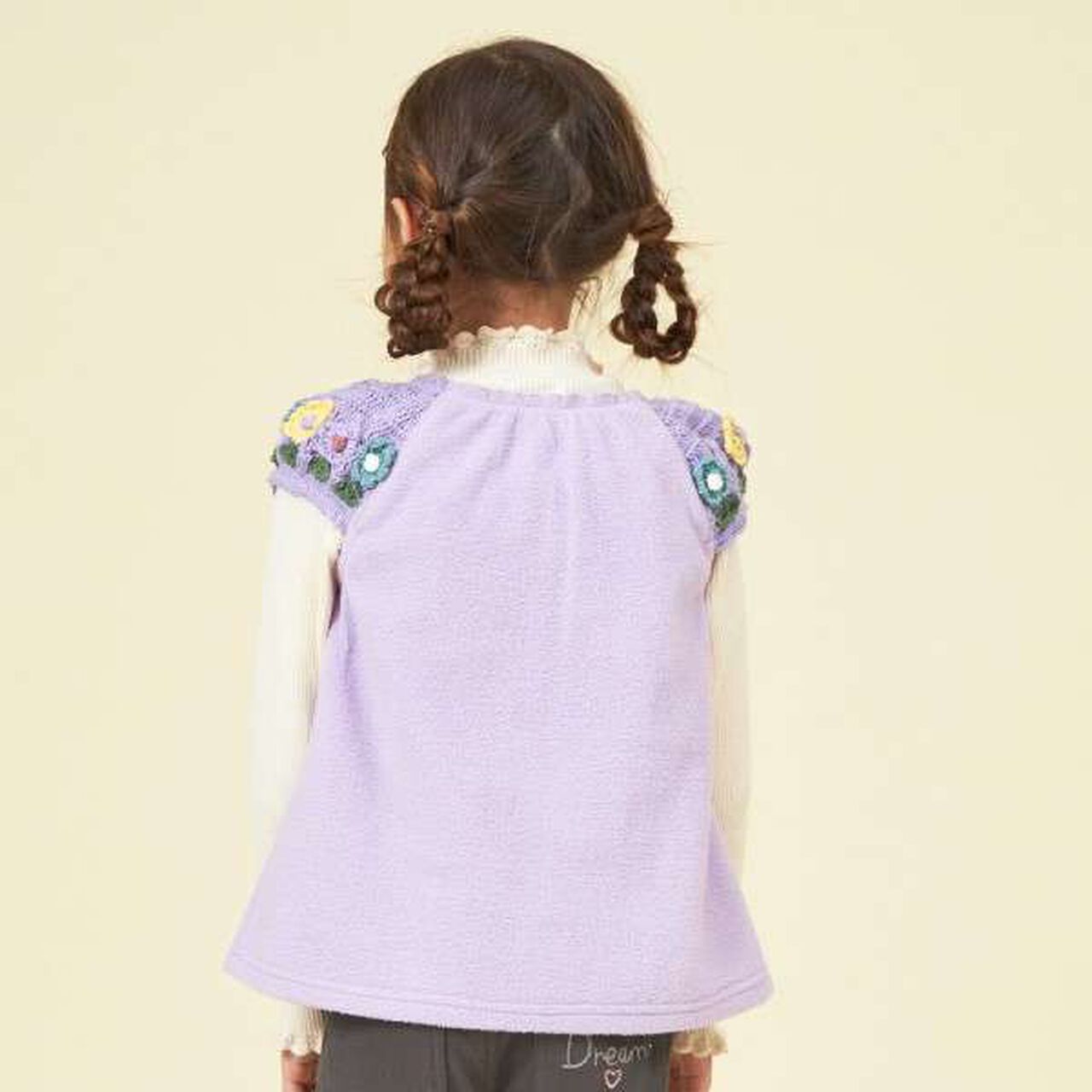 KP Knit Fleece Vest with Flower Sleeves (80-130),Lavender, large image number 9