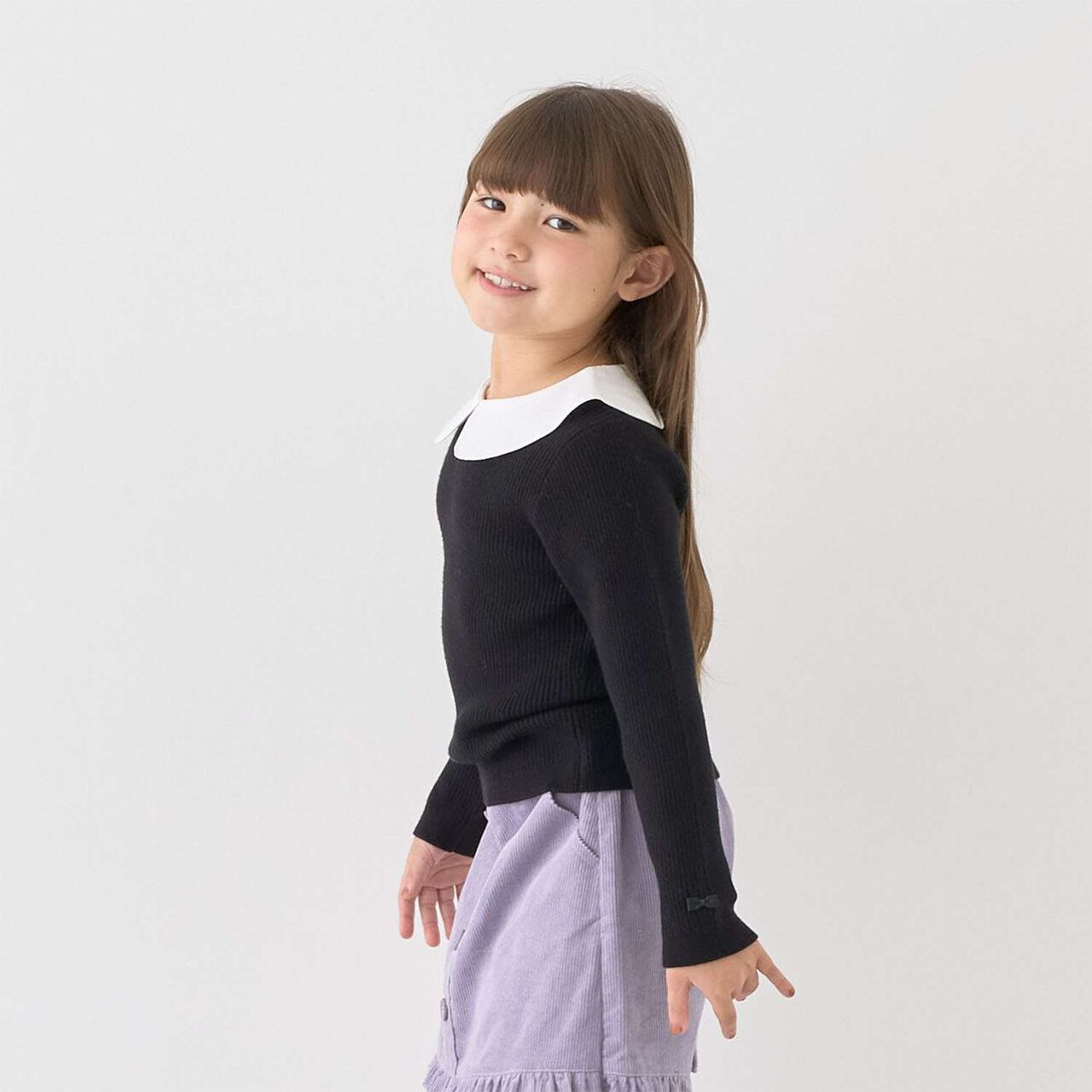 [Machine Washable] Ribbed Knit with Collar,Striped, large image number 10