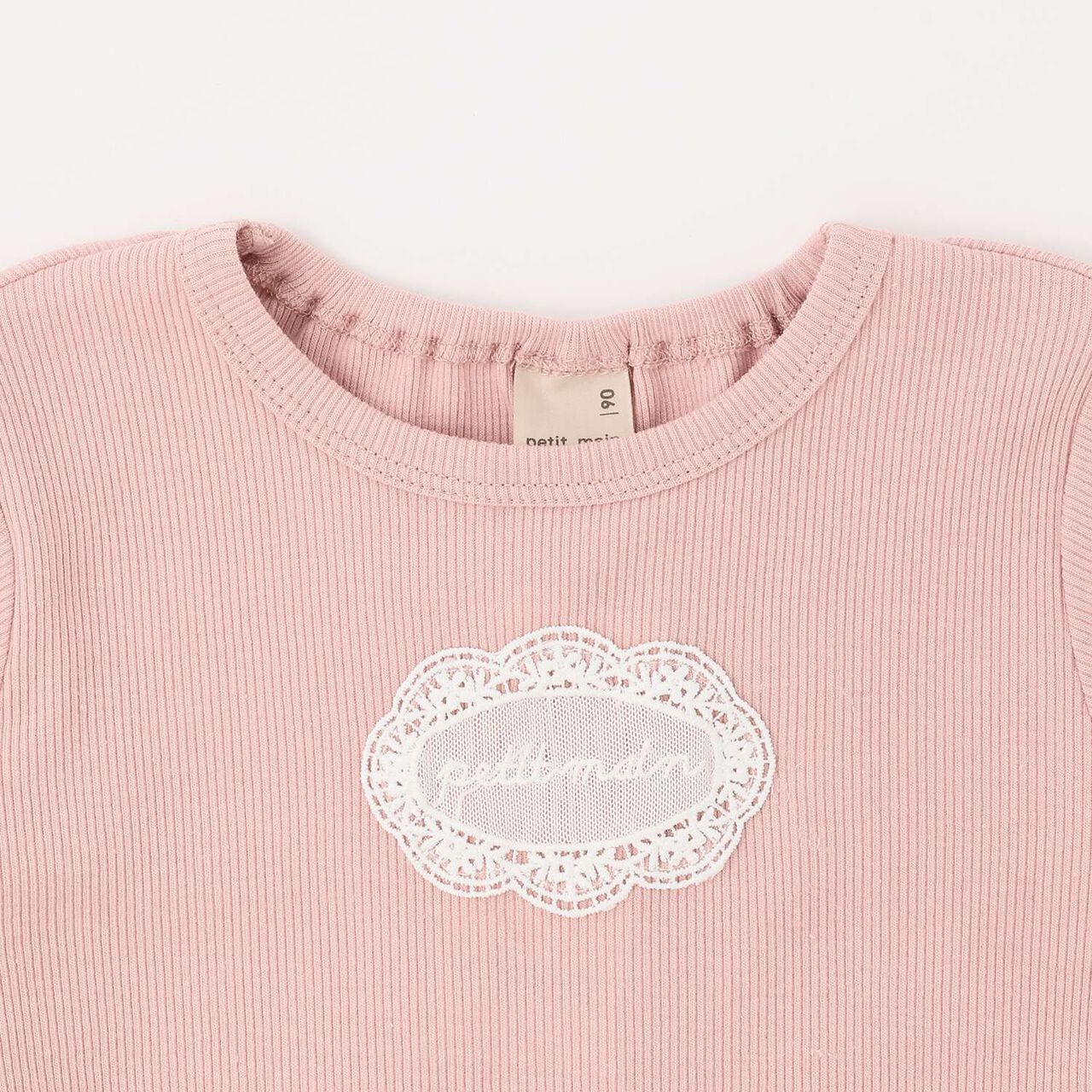 Organic Lace Frill Long-Sleeve T-Shirt,Navy, large image number 7