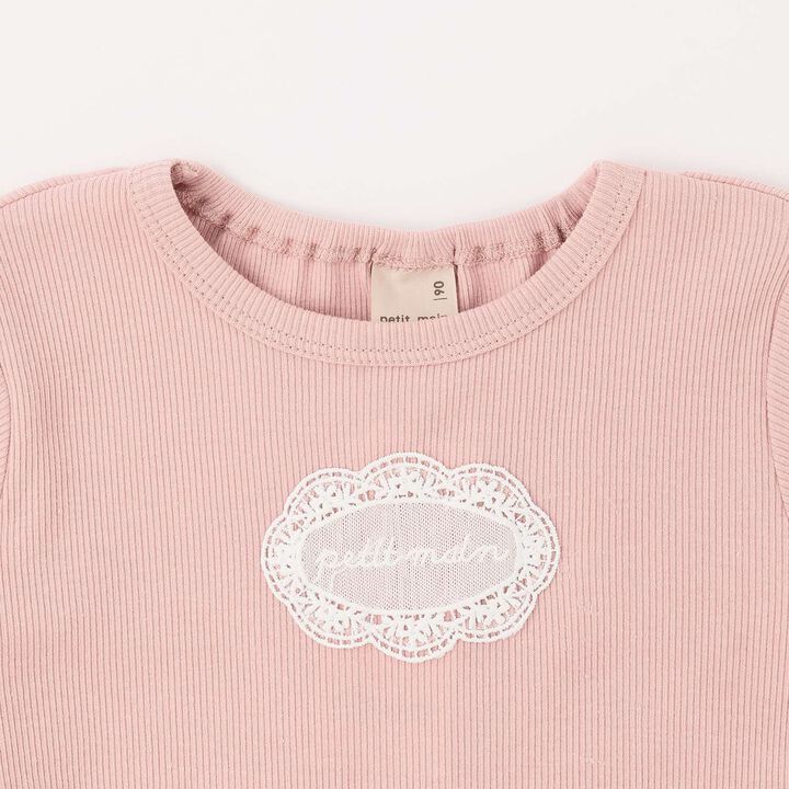 Organic Lace Frill Long-Sleeve T-Shirt,Navy, medium image number 7