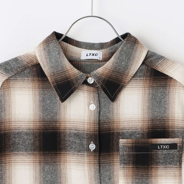 [LTXC] 100% Cotton Checkered Loose Shirt Dress,Black, medium image number 8