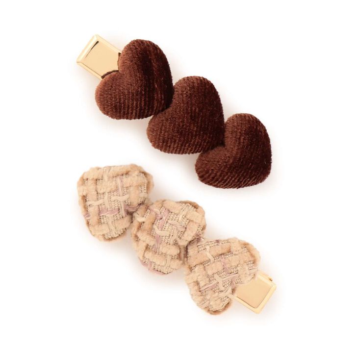 Heart Hair Clip 2-Pack,Mocha tea, medium image number 0