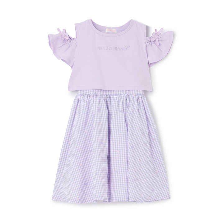 Shoulder Opening Short Sleeve T-Shirt & Star Camisole Dress Set,Sax blue, medium image number 20