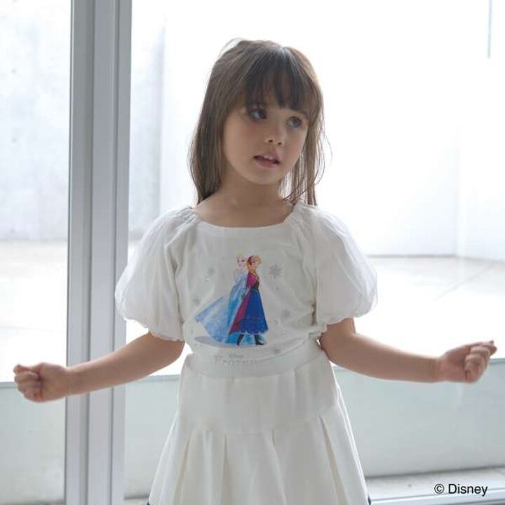 [Frozen] [Soft Cotton] Anna and the Snow Queen / Sparkling T-Shirt,Off white, medium image number 0
