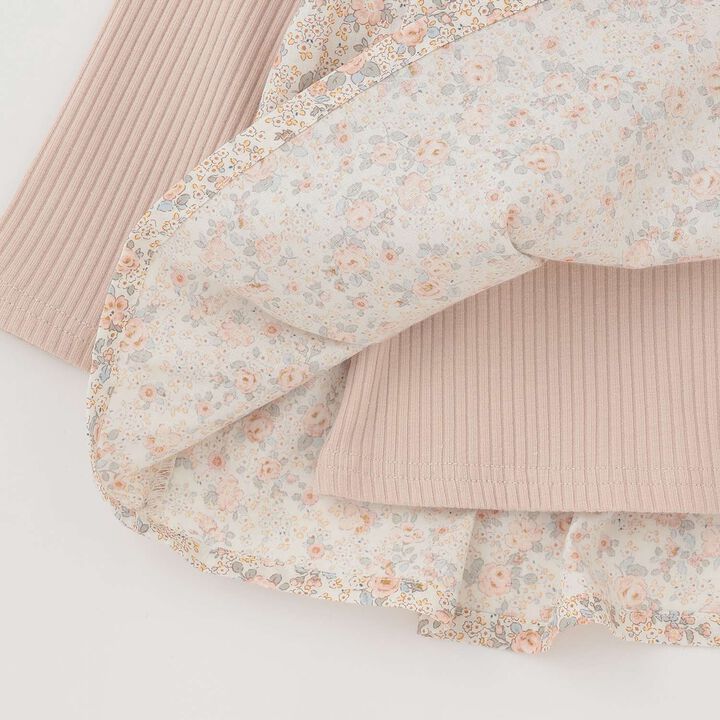 [Airy Silhouette] Floral Pattern Docked Collar Frill Tunic,Light beige, medium image number 12
