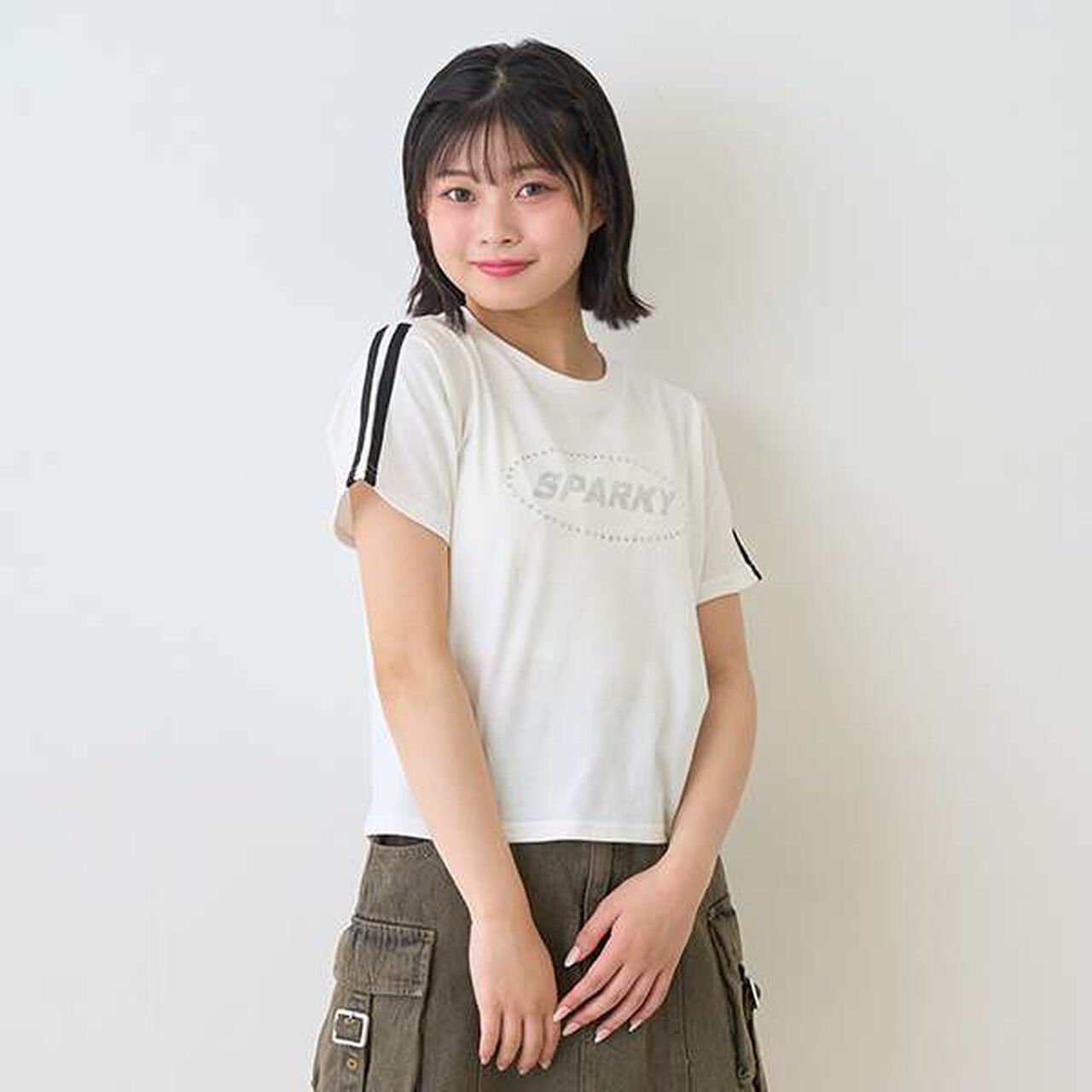 Quick-Dry Rhinestone T-Shirt,Off white, large image number 0