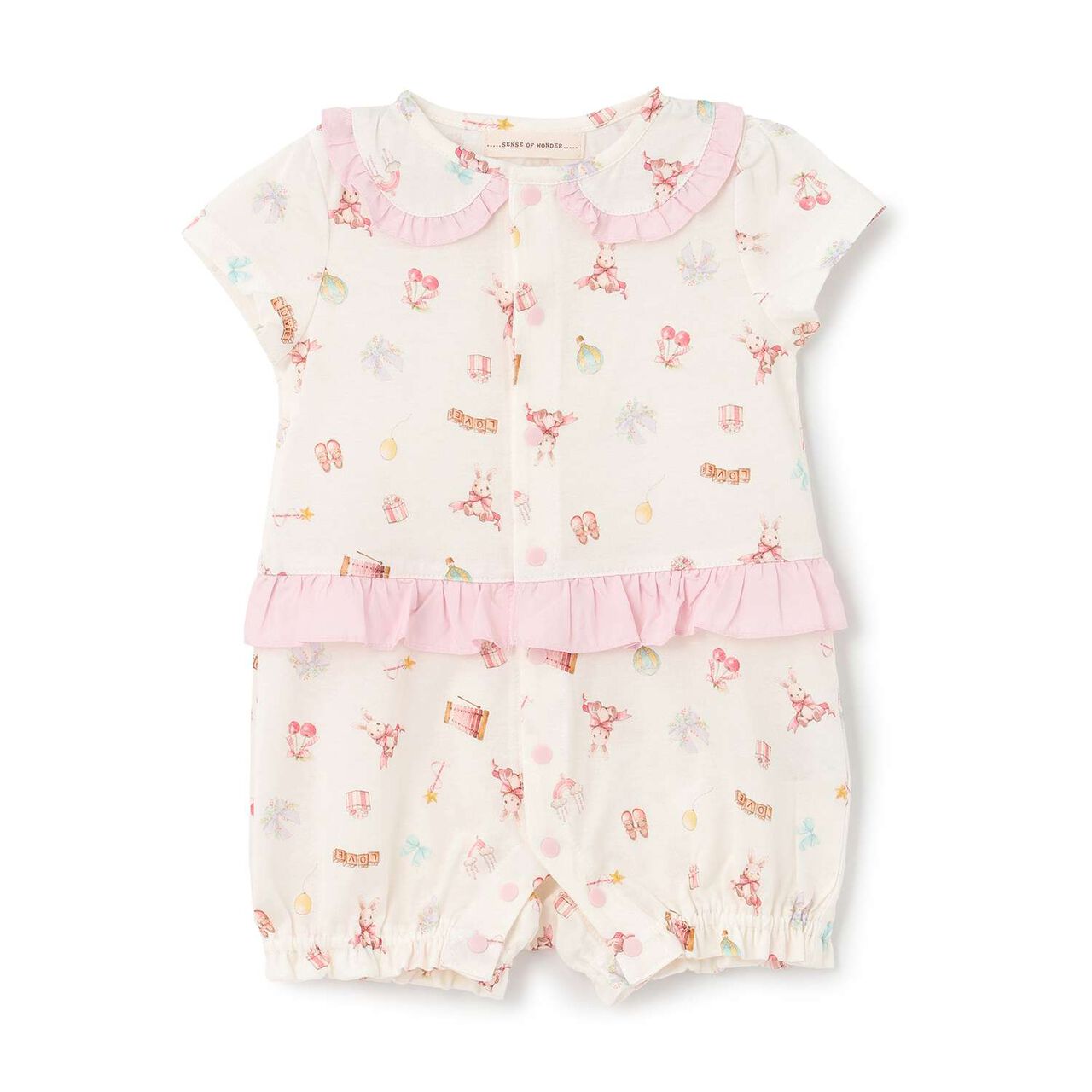 TOYS GIRLS Short-Sleeve Romper [Made in Japan],Pink, large image number 0