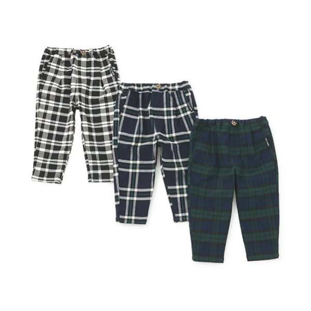 Wool Lined Check Tapered Pants,Black, large image number 3