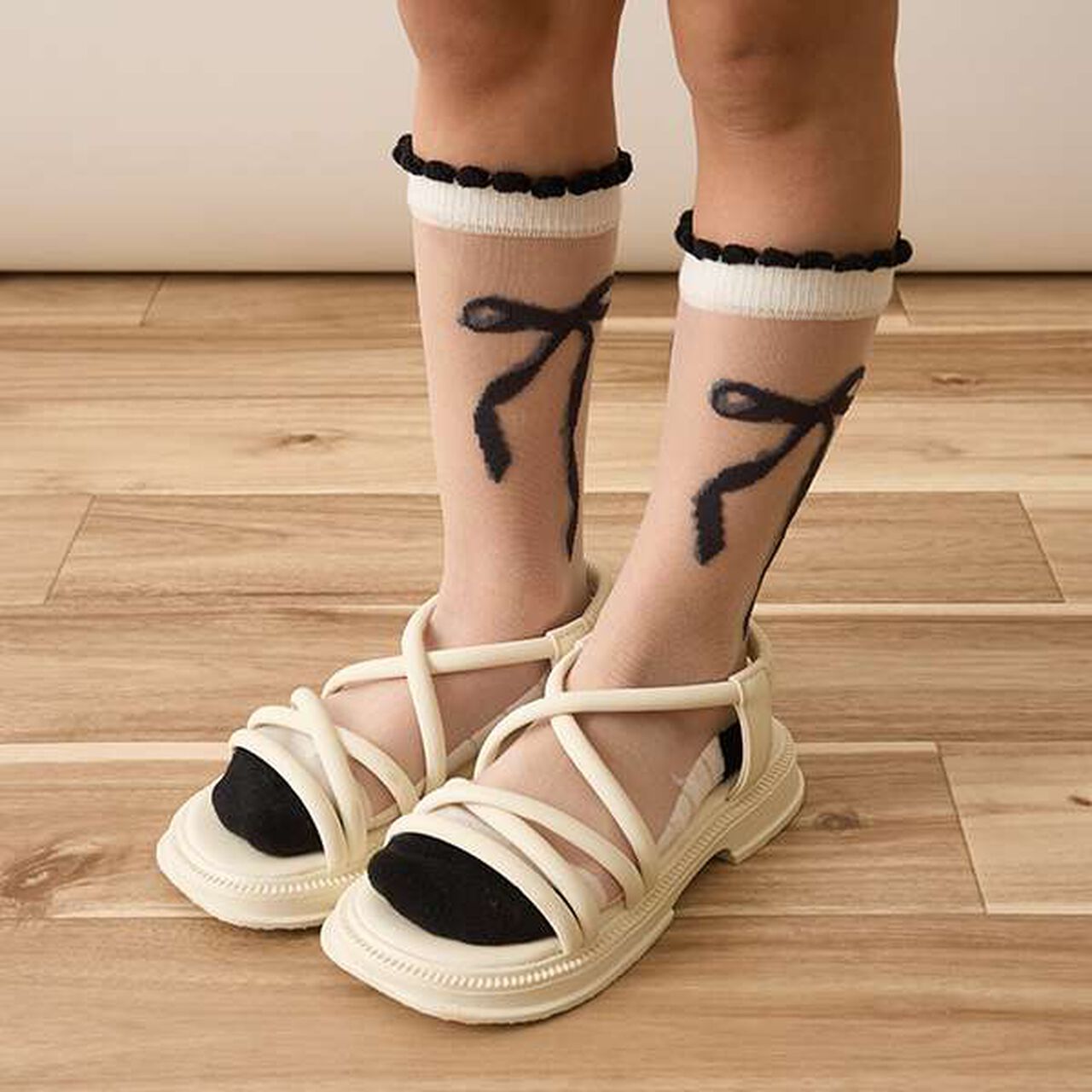 Monochrome Sheer Knee-High Socks,Multi color, large image number 2