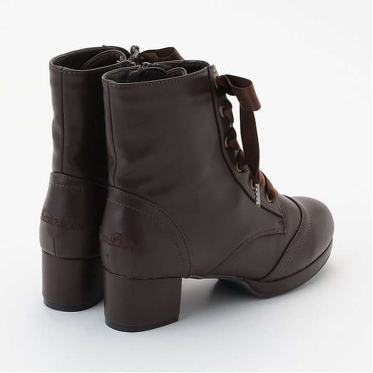 Satin Ribbon Lace-Up Short Boots,Light beige, large image number 13