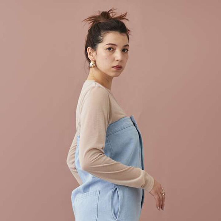 [LADIES] Sheer T-Shirt with Bra Top,Light beige, medium image number 9