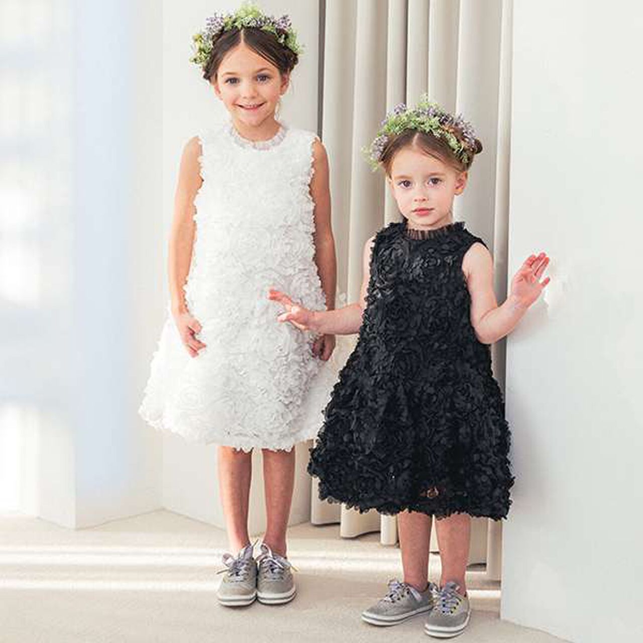 Flower Tape Frill Dress,Off white, large image number 13