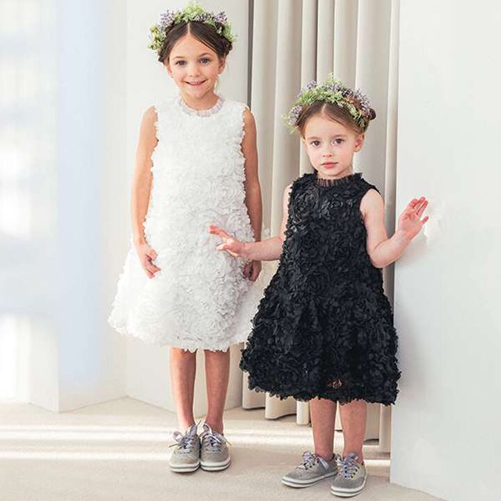 Flower Tape Frill Dress,Off white, medium image number 13