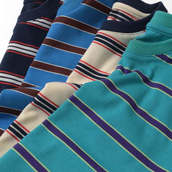 [SKIT0LY] Stripe Pattern Point Embroidery Layered Short Sleeve T-Shirt,Navy, medium image number 4