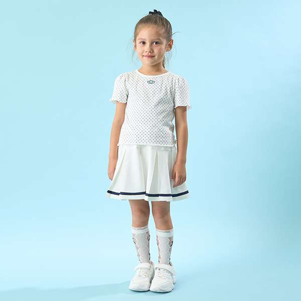 Soft Cotton Mini Puff Short Sleeve T-Shirt with Dot Print,Off white, large image number 23