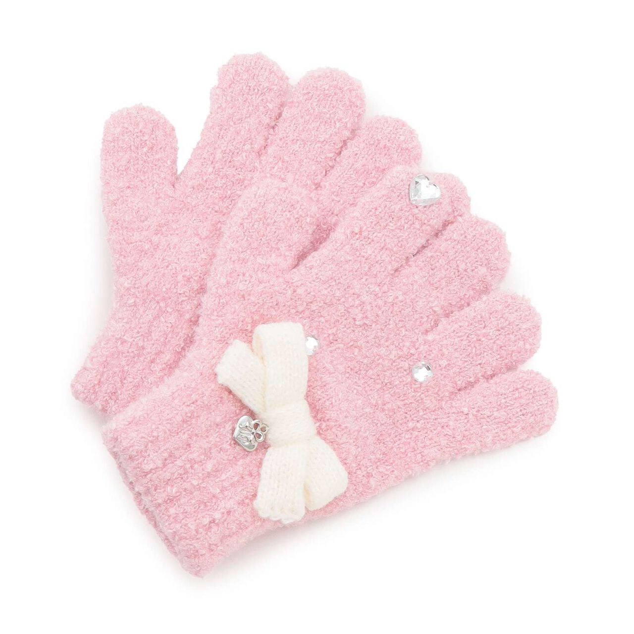 Ribbon Marshmallow Knit Gloves,Light pink, large image number 0