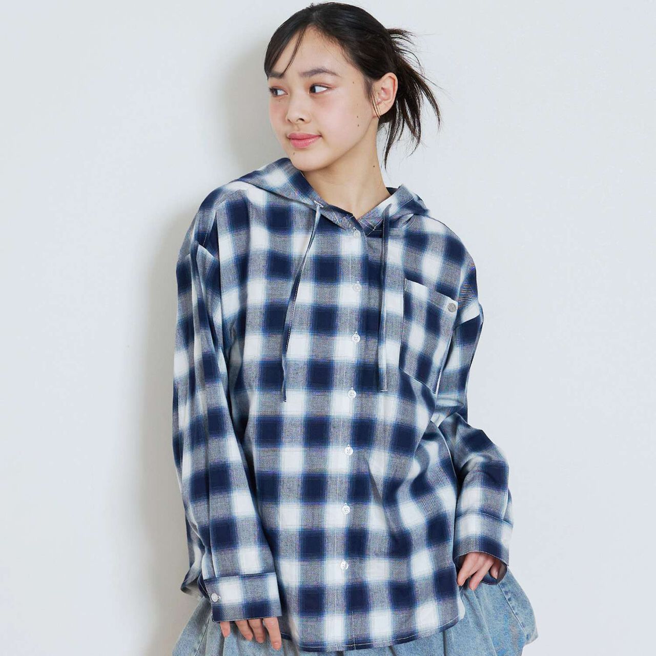 [LTXC] Checkered Shirt Parka,Sax blue, large image number 0