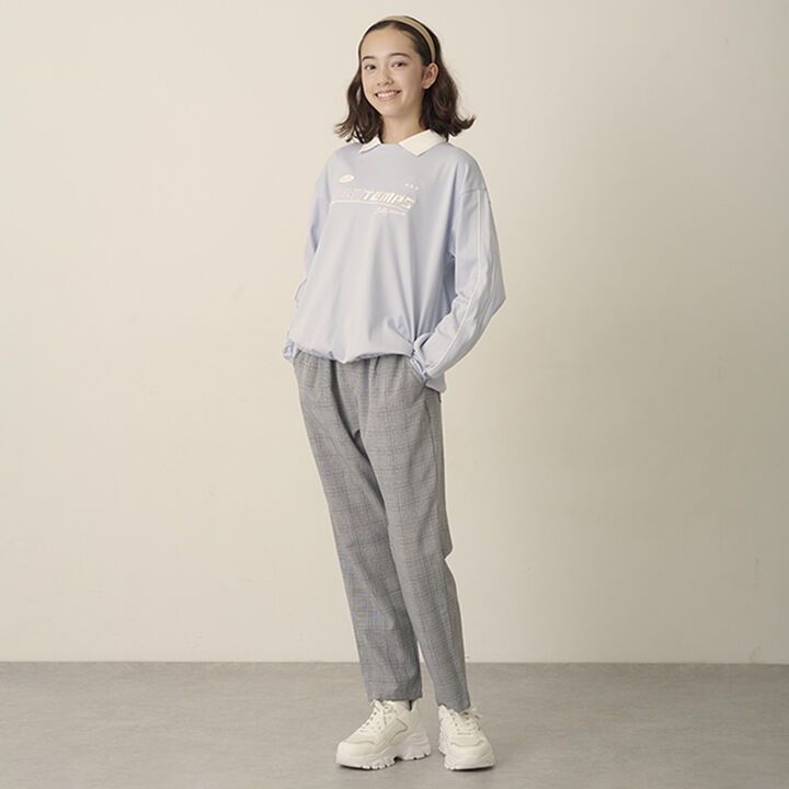 Smooth Polo Collar Top,Blue gray, medium image number 2