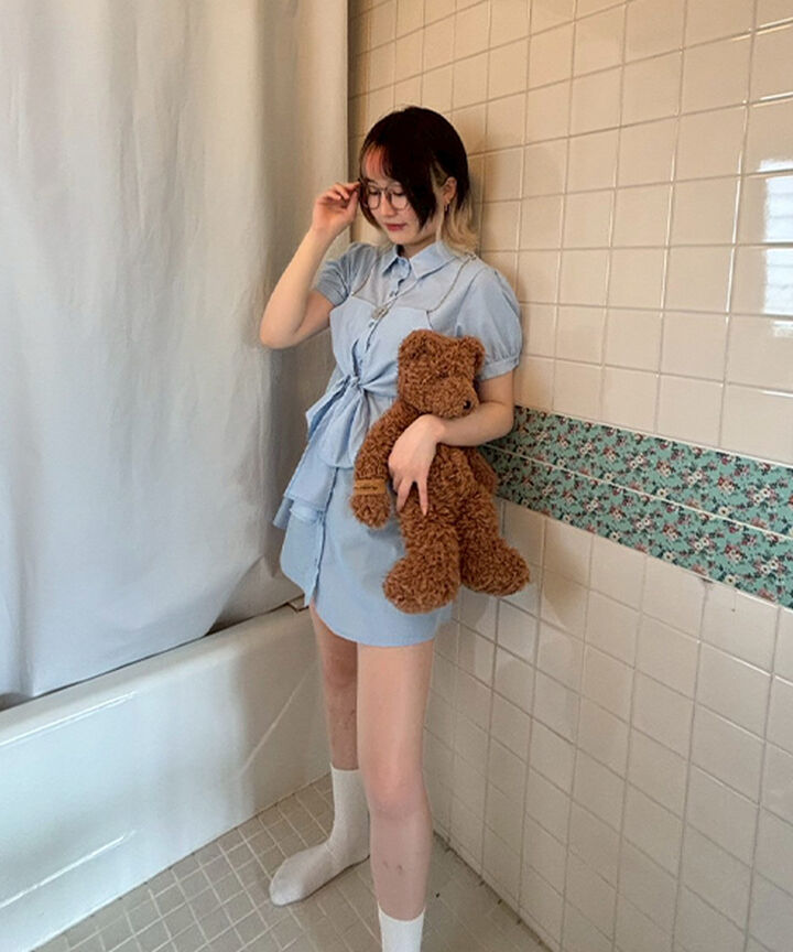 Shirt Dress with Bustier,Light blue, medium image number 13