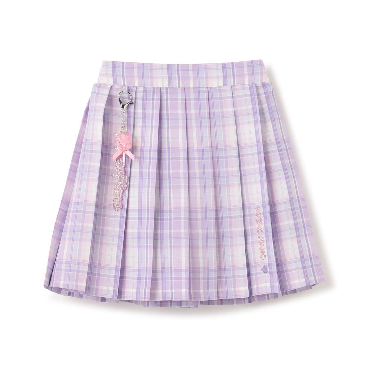 Charm-Embellished Check Pleated Skirt-Pants,Lavender, large image number 0