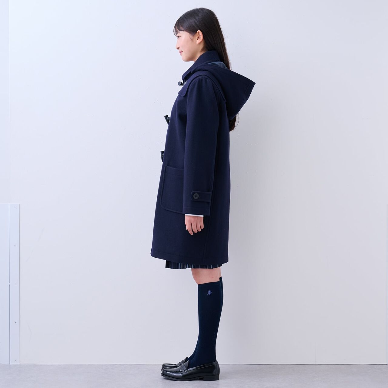 [Graduation Attire] Lightweight Quilted Lined Long Duffle Coat,Navy, large image number 7