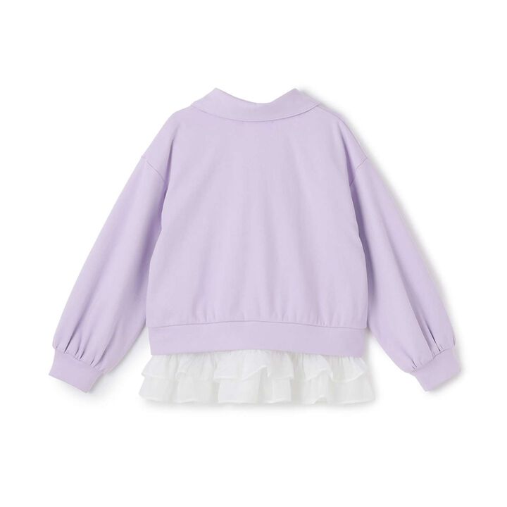 Half-Zip Pullover & Hem Frill Short-Sleeve T-Shirt Set,Lavender, medium image number 6