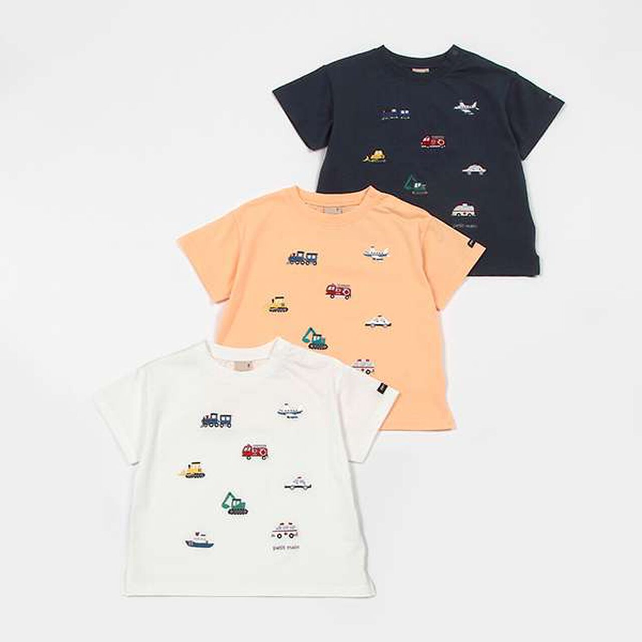 [Cool Touch] Working Vehicles Embroidery T-Shirt,Off white, large image number 12