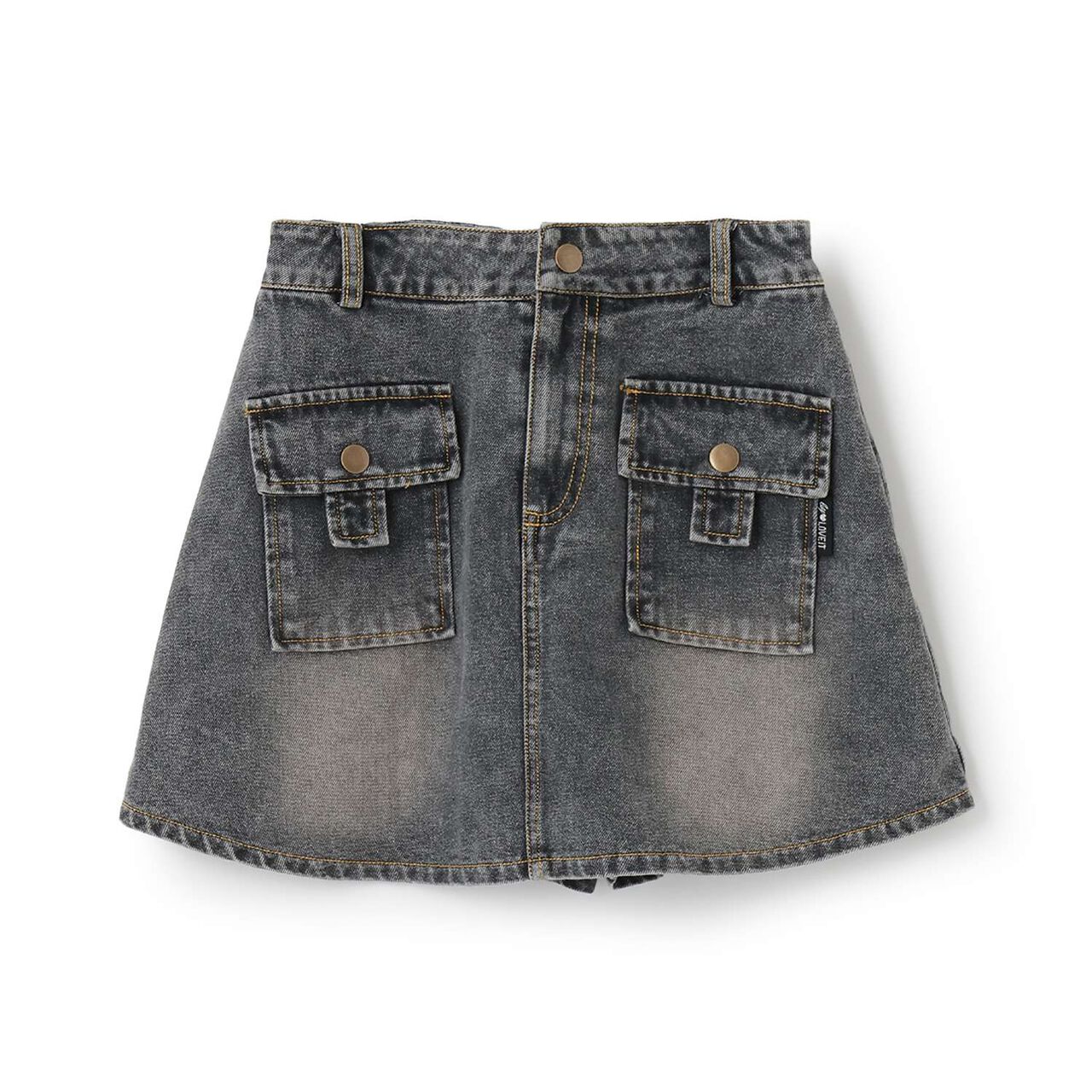 Denim Skirt with Shorts,Gray, large image number 12