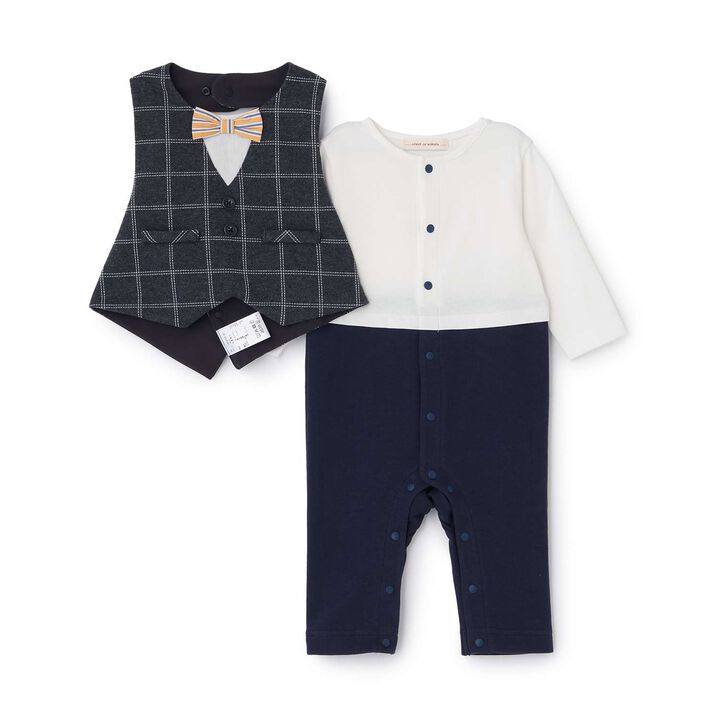Coverall with Vest-Style Apron,Charcoal gray, medium image number 2