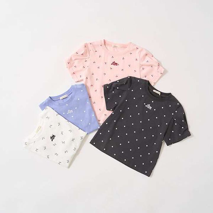 [Soft Cotton] Assorted All-Over Pattern T-Shirt with Tuck Sleeves,Moderate blue, medium image number 1