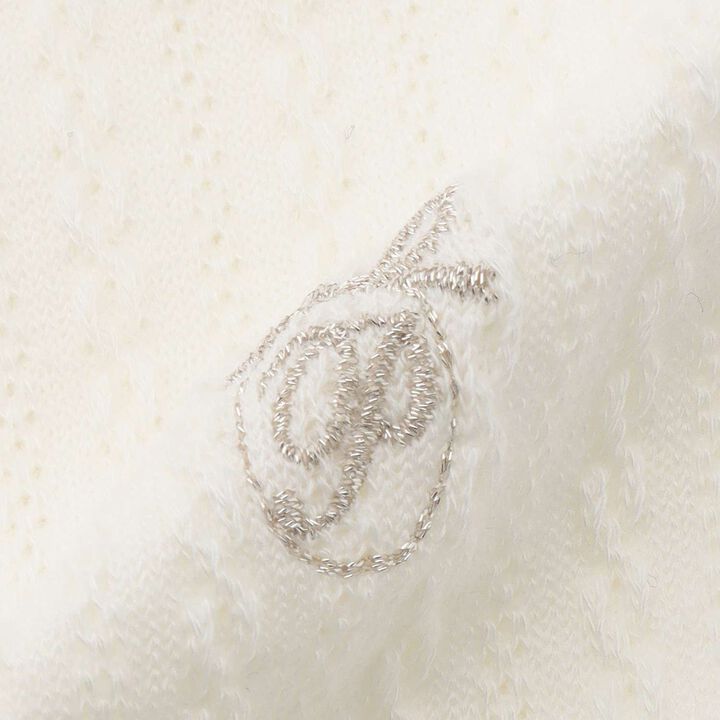 Ribbon Embroidery Knee-High Socks,Off white, medium image number 4