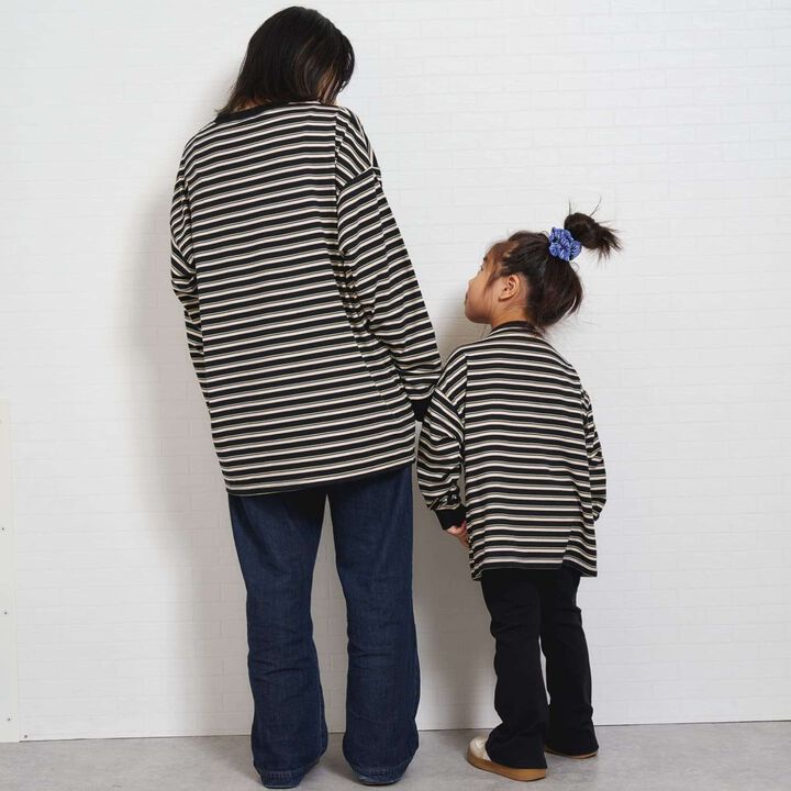 [Matching with Dad Outfit] Assorted Stripe Wide Long Sleeve T-Shirt,Black, medium image number 3