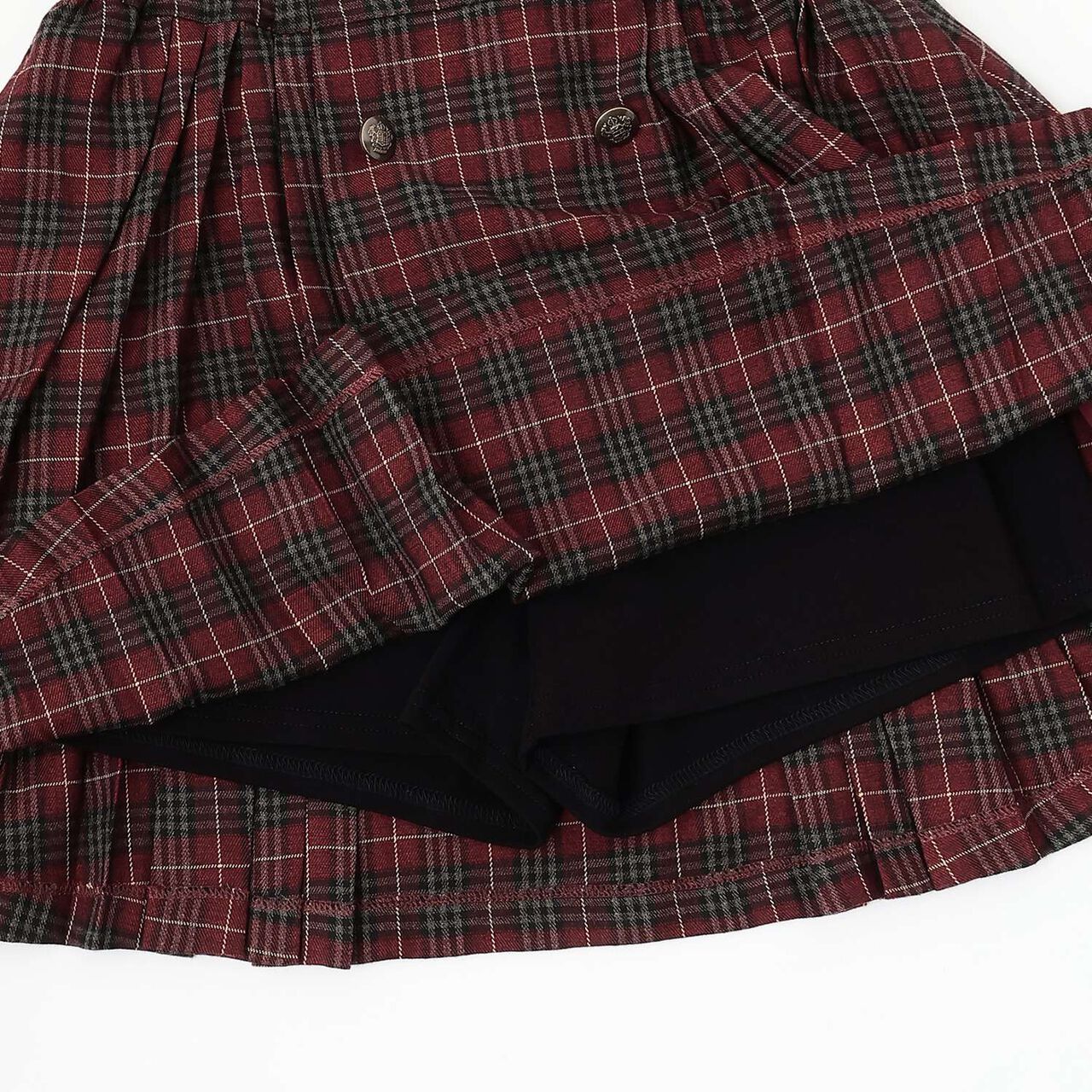 Button Pleated Skirt-Pants,Gray, large image number 6