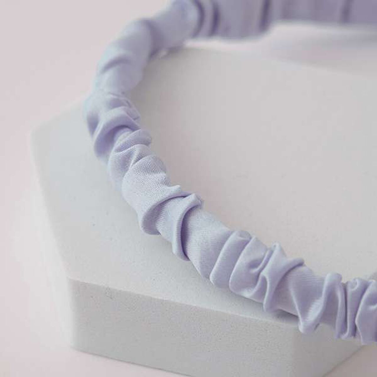 Satin Shirred Headband,Sax blue, large image number 3