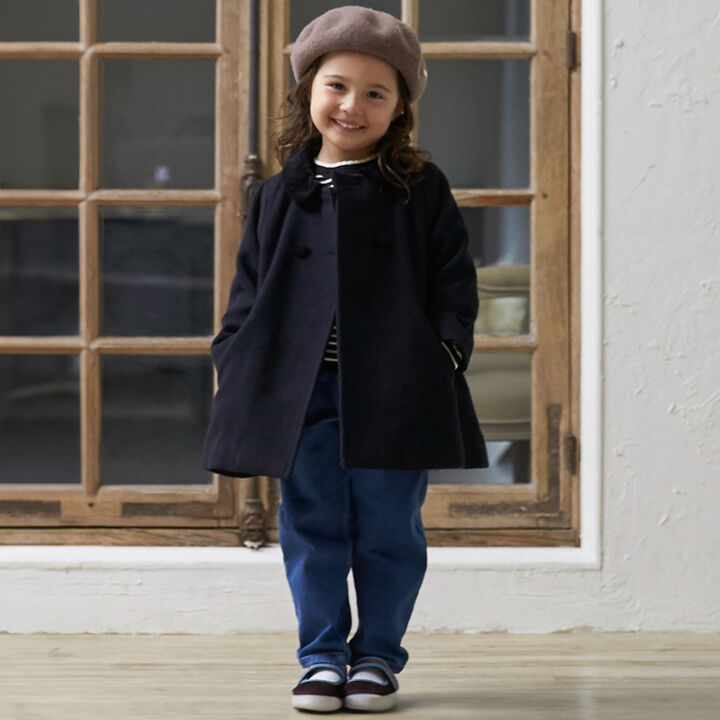 [Link/Washable] Double-Breasted Coat,Navy, medium image number 0