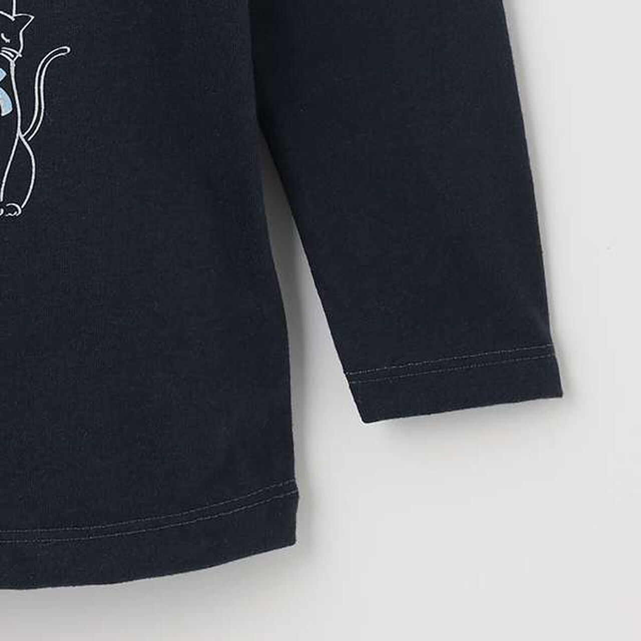 Lace Frill Long-Sleeve T-Shirt,Navy, large image number 3