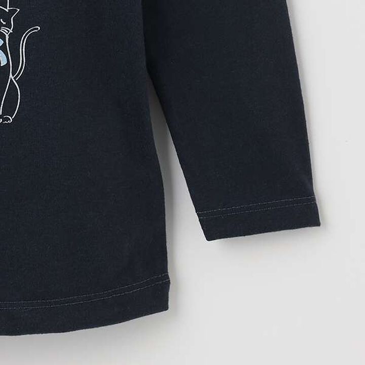 Lace Frill Long-Sleeve T-Shirt,Navy, medium image number 3