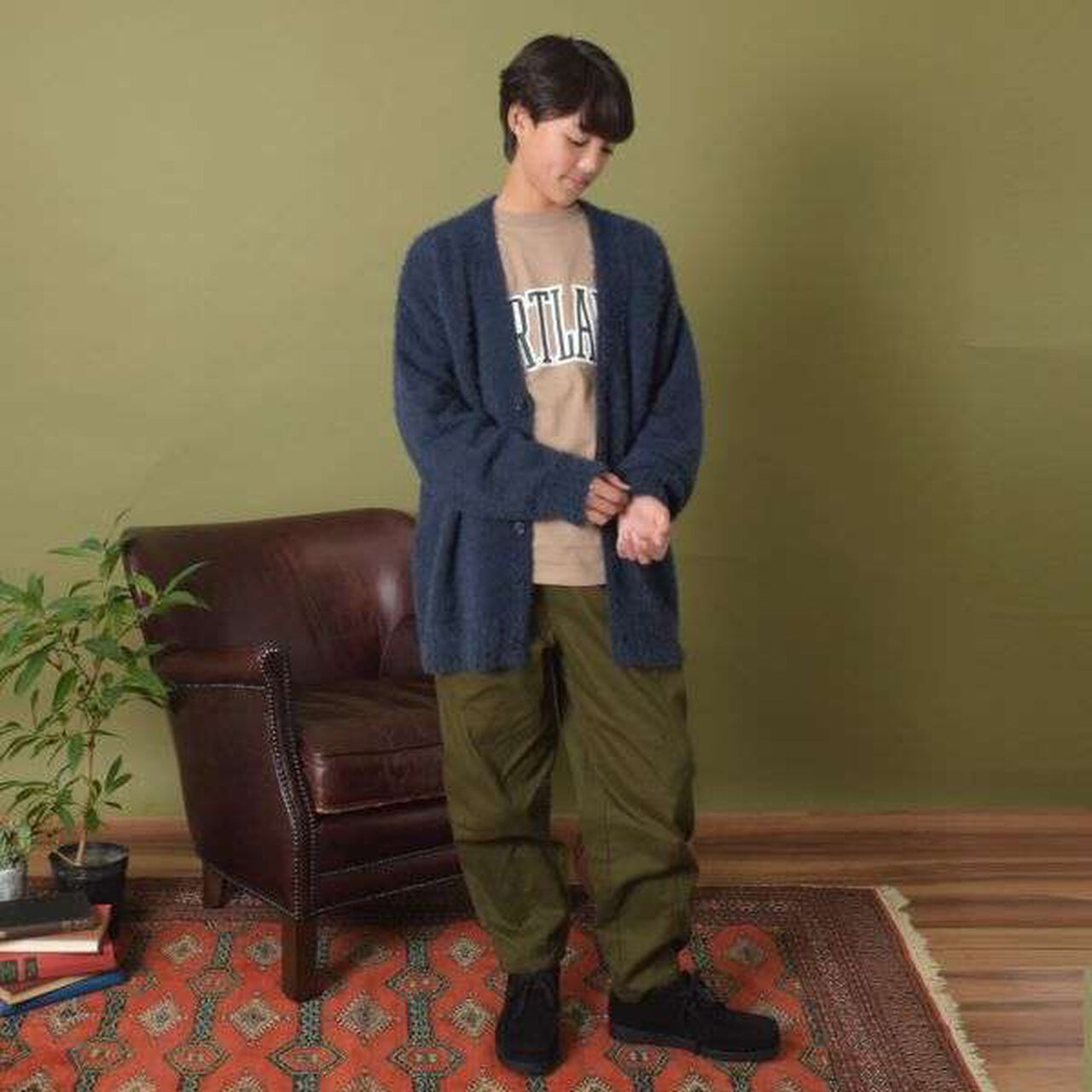 Shaggy Cardigan,Navy, large image number 7