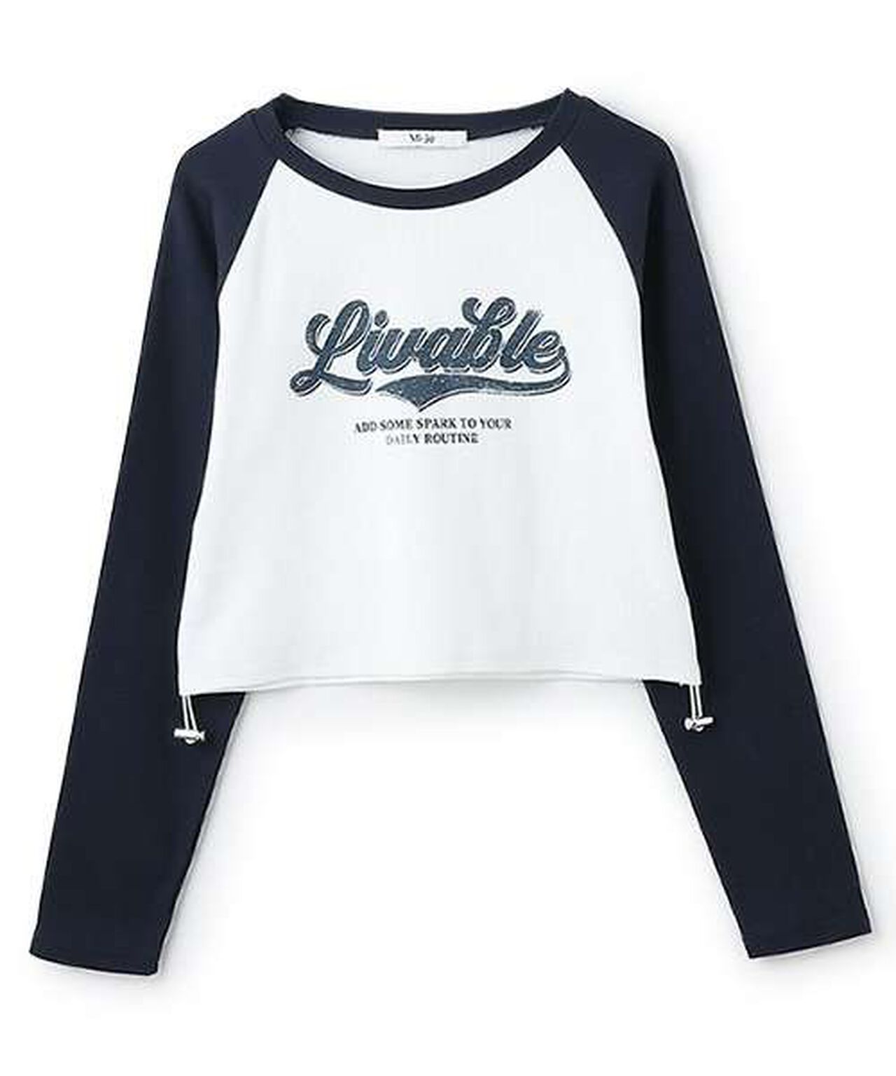 Shirred Raglan Long Sleeve T-Shirt,Off white, large image number 1