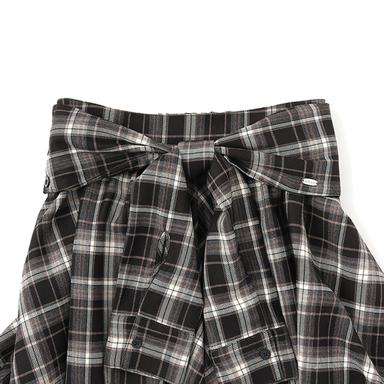 Knot Shirt Style Skirt with Shorts,Black, large image number 18