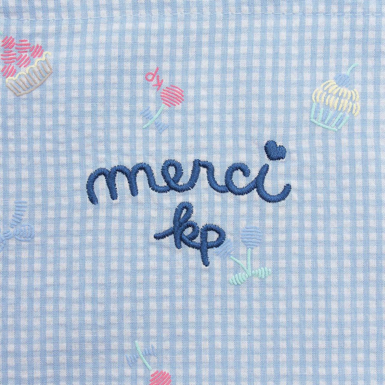 Gingham Foam Print Bag,Sax blue, large image number 2