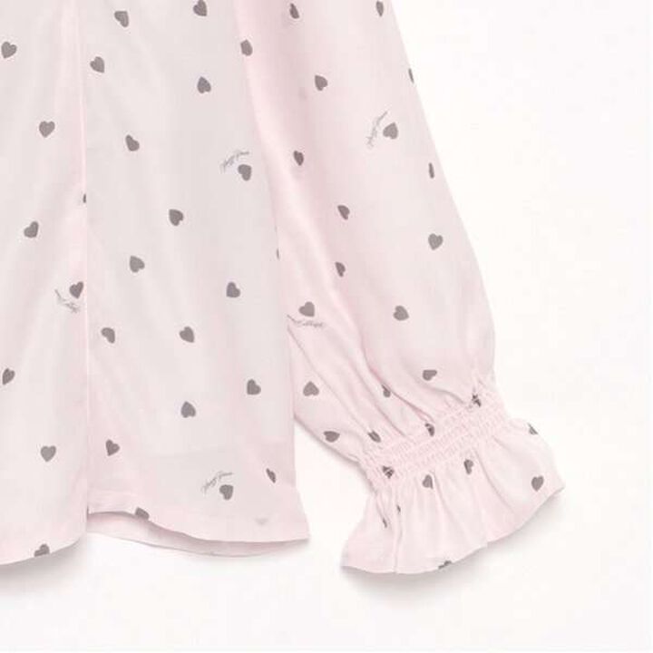 Frill Blouse with Bow Tie and Heart Pattern,Off white, medium image number 13