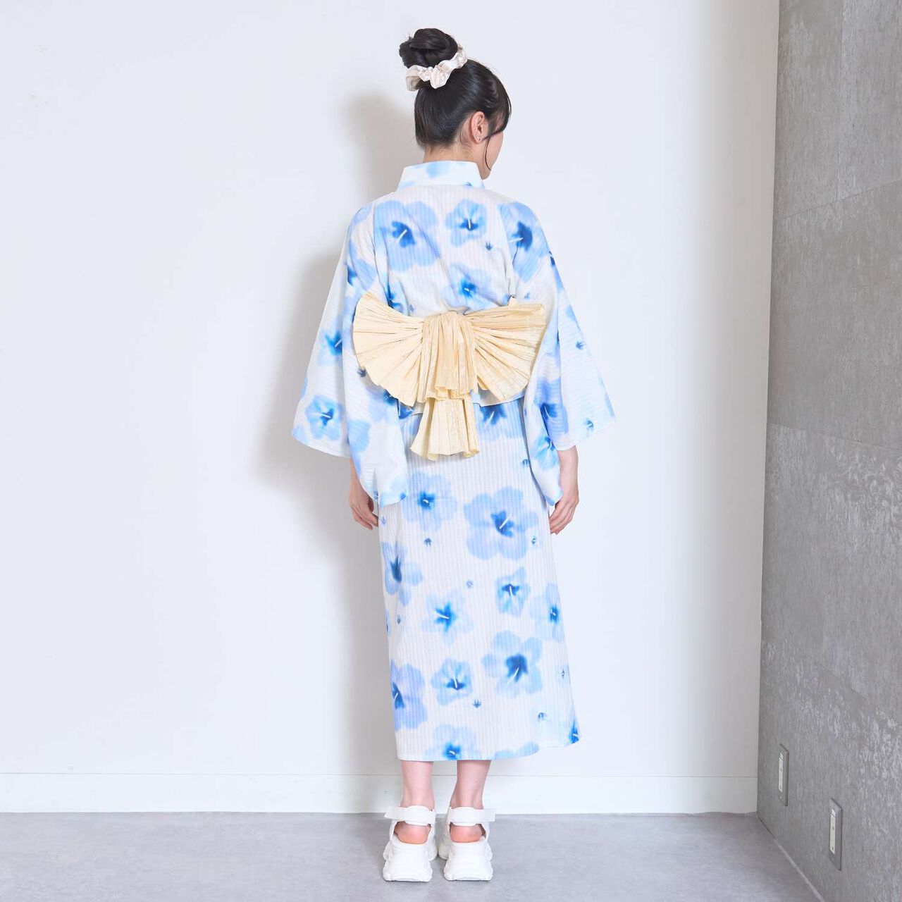 Floral Pattern Two-Piece Yukata,Pearl white, large image number 10
