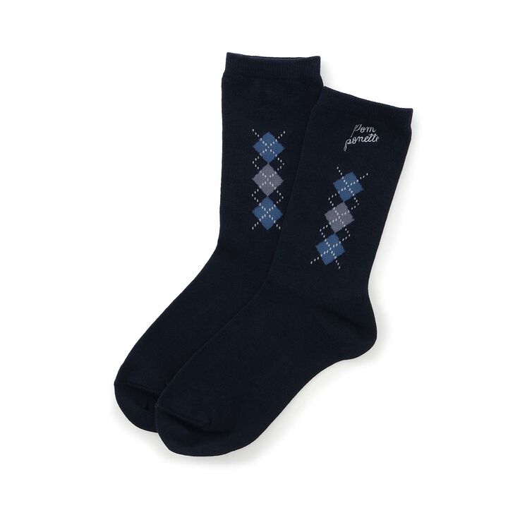 [Antibacterial Deodorizing] Argyle Pattern Crew Socks,Off white, medium image number 3