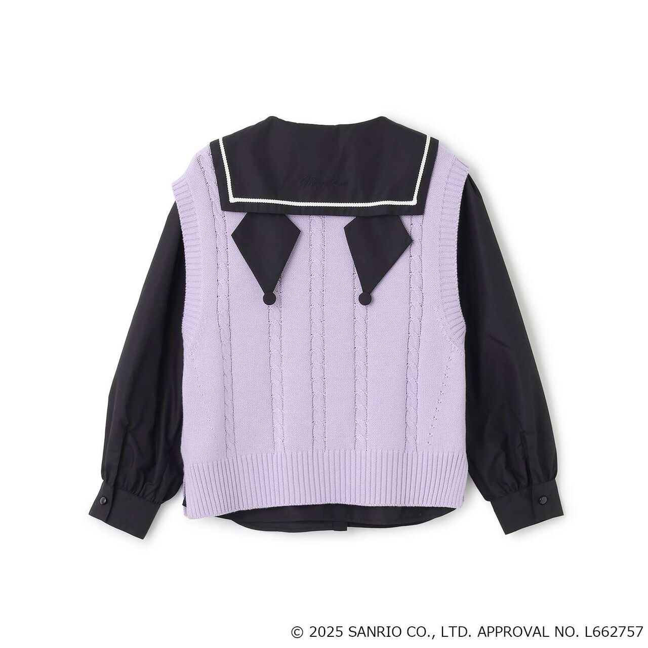 My Melody / Kuromi Knit Vest & Sailor Blouse Set,Purple, large image number 2