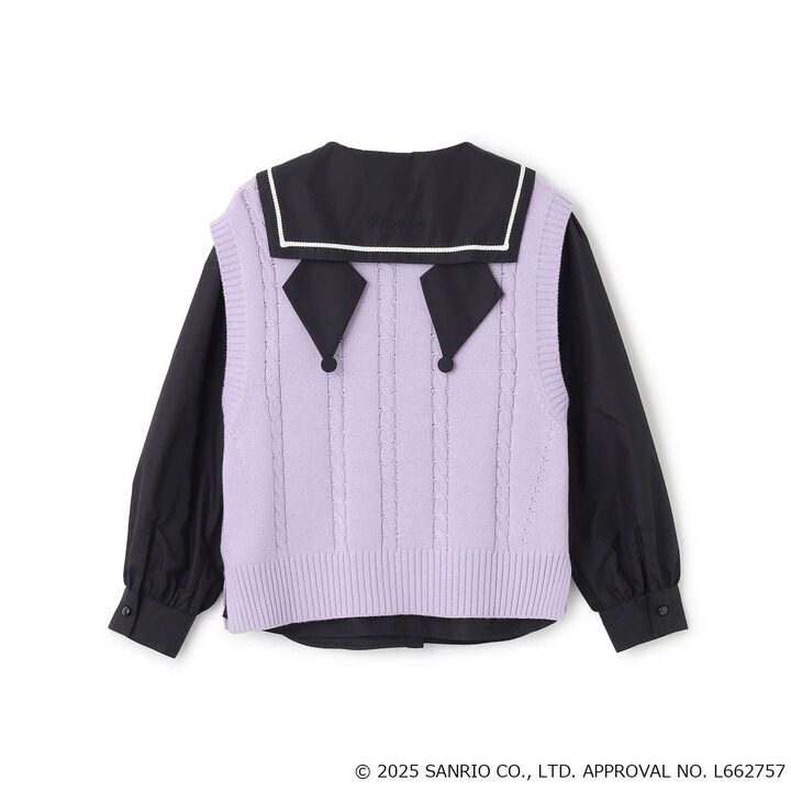 My Melody / Kuromi Knit Vest & Sailor Blouse Set,Purple, medium image number 2